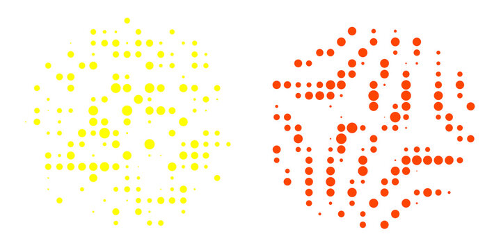 Y2K style dual dot pattern design in yellow and red, isolated on transparent background for modern graphic use