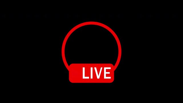 live border streaming social media with sign play button blinking animation and live text, border avatar live animation on transparent background, 4k video