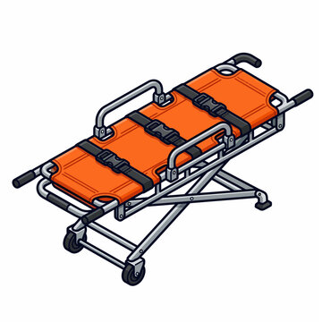 Isometric orange ambulance stretcher for medical emergencies
