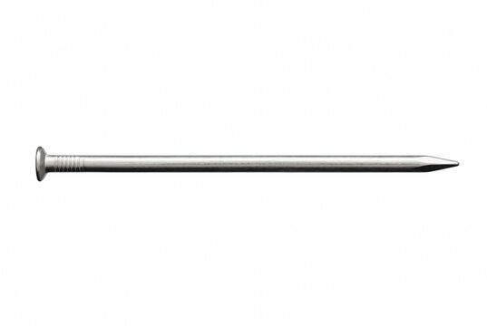Single silver metal nail oriented horizontally