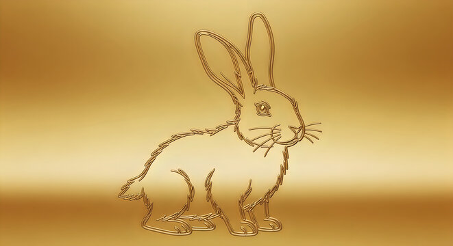 Elegant golden outline of a jade rabbit celebrating the traditional chinese mid autumn festival cultural holiday event