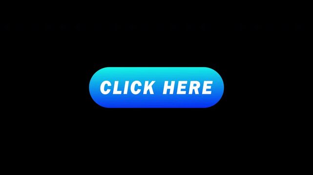 click here button icon with size scale animation looping on transparent background, 4k video