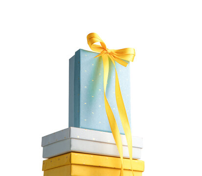 Blue and Yellow Gift Boxes with Yellow Ribbon Cutout