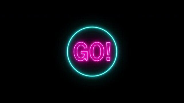 3 2 1 go! glowing neon with circle outline line trail animation, Countdown timer 321 GO! for game concept to start animation on transparent background, 4k video