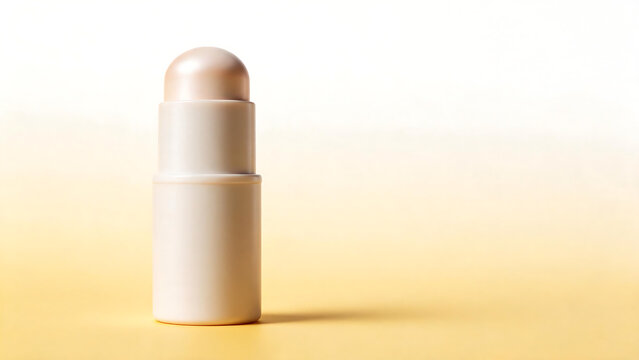 White Cosmetic Stick with Pearl Cap on Warm Yellow Gradient Background