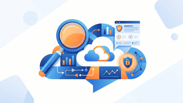 Cloud Security Analytics Vector Flat Illustration Data Monitoring