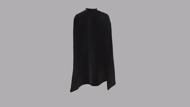 Flowing Long Black Superhero Cape With Alpha Channel