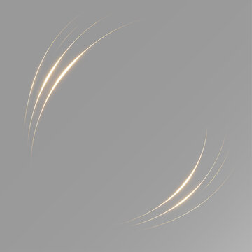 Smooth golden arc lines forming glowing circular wave with luxury abstract design png