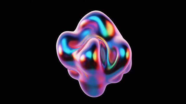 Iridescent amorphous forms flowing with fluid motion against a dark backdrop symbolizing abstract technology growth