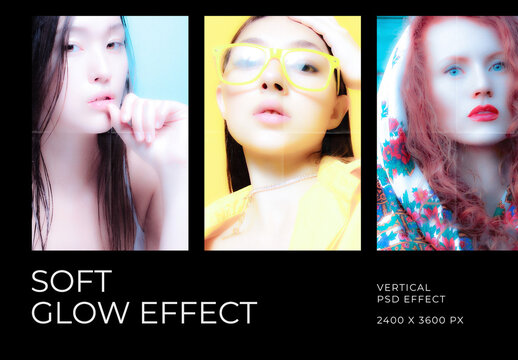 Retro Soft Glow Vertical Image Effect Mockup