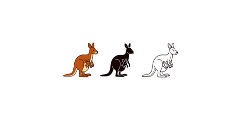 Kangaroos and joeys in different colors a symbol of Australia for travel and wildlife themes. © Jpeg shop opened