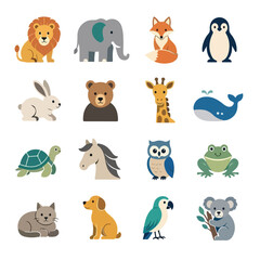 Obraz premium Vector-based animal icon set collection on a white background