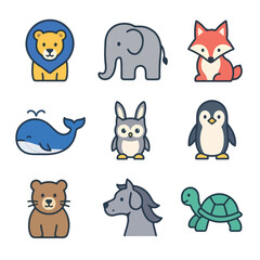 Fototapeta premium Vector-based animal icon set collection on a white background