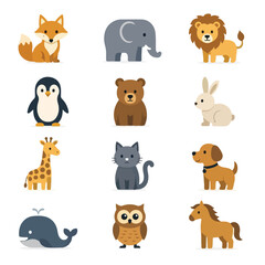 Fototapeta premium Vector-based animal icon set collection on a white background