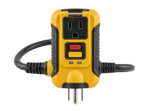 portable gfci inline plug adapter electrical safety device isolated on transparent background