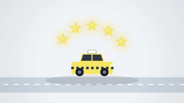 Five Star Driver Rating Animation on Digital Interface for Ridesharing Service 4K 60fps Concept