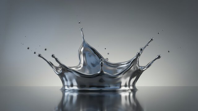 Crown shaped water splash isolated on a grey background