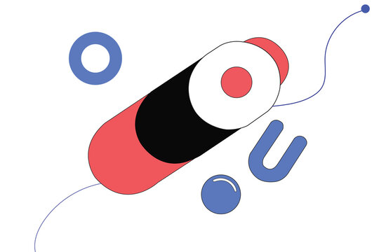 Minimalist Creative Illustration with Capsule and Shapes