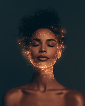 AI Face Biometric Recognition Glowing Facial Mapping Data Network
