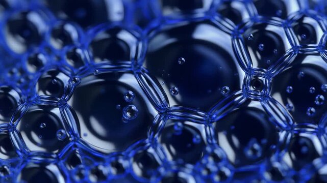 Blue Bubbles Surface Texture Abstract Macro Close-up Smooth Cinematic Motion Organic Flow