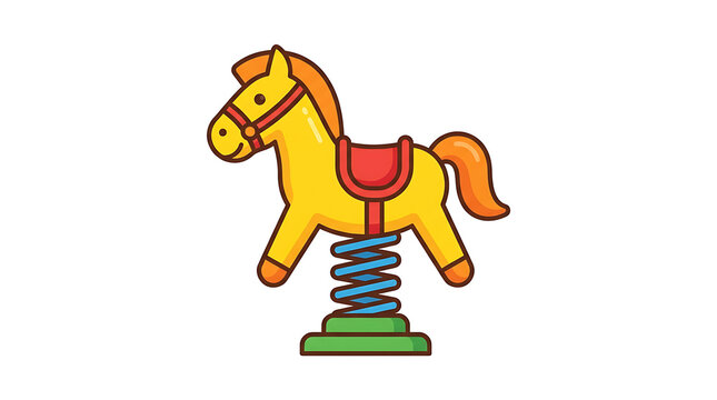 Bright Yellow Spring Horse Toy Icon for Playgrounds and Childhood Fun