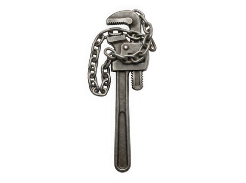 metal pipe wrench plumbing adjustable spanner hand tool isolated on transparent background