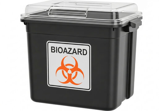 Black biohazard waste container for medical clinical disposal