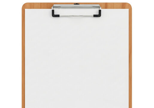 Wooden clipboard with blank paper for notes and documents