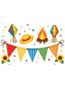 set com elementos de festa junina de s&atilde;o jo&atilde;o 