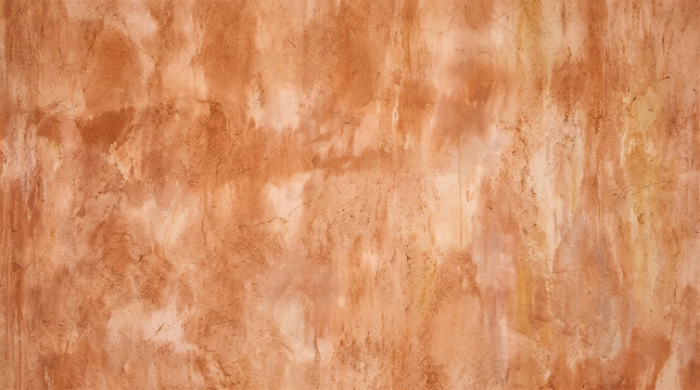 Terracotta Limewash Wall Texture Background with Distressed Plaster Surface