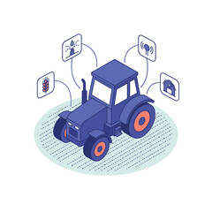 Naklejka premium Corporate of Smart Agriculture Tractor with IoT Connectivity and Precision Farming Technology with high quality professional line art symbols for modern creative design and digital branding projects