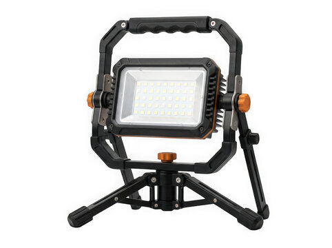 portable led work light floodlight illumination construction equipment isolated on transparent background