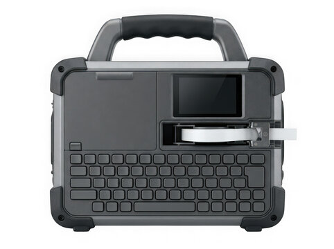 portable electronic label maker printing machine device isolated on transparent background
