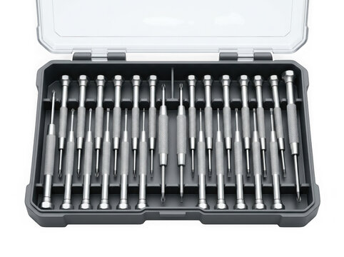 tap and die set in metal storage case hand tool isolated on transparent background