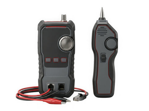 network cable tester and digital multimeter electronic diagnostic instrument isolated on transparent background
