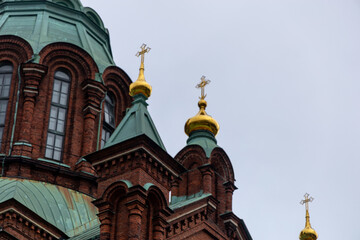Uspenski Cathedral golden domes against sky, Helsinki © Ariel