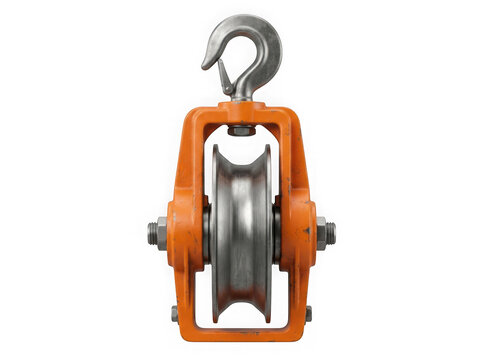 heavy duty metal chain hoist pulley block lifting equipment isolated on transparent background