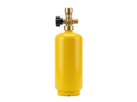 yellow mapp gas cylinder blowtorch fuel consumable container isolated on transparent background