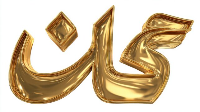 Elegant golden Arabic Allah calligraphy isolated on white background, luxurious 3D religious symbol representing Islamic faith, spirituality, worship, devotion, sacred art design