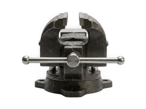 heavy duty cast iron bench vise metalworking clamping tool isolated on transparent background