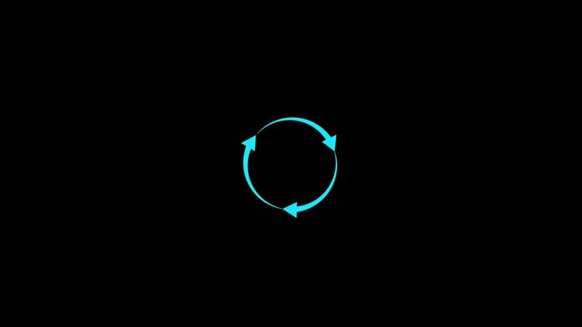 Three white arrows forming a circular rotation symbol on white background.refresh arrow icon Abstract arrow refresh and recycle icon.arrow loading bar animation.Motion graphics of arrow concept