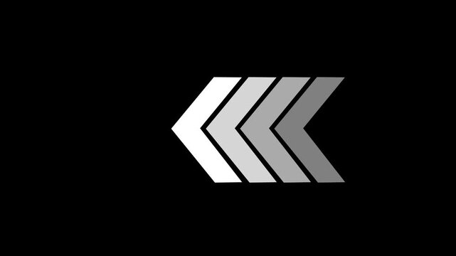 left-directional arrow loop animation. Animated arrows for the overlay video layer. Motion graphics of arrow concept.