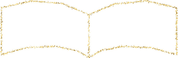 Naklejka premium Open book outline formed with sparkling golden glitter on a clean white background conceptualizing ideas