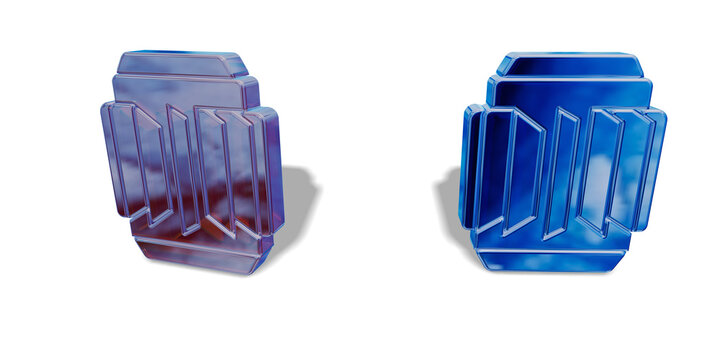 Set of 3D micro reactor icons with gradient glass finish, modular smr, nuclear generator, atomic power, energy, 3D render.