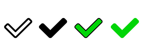 Modern Minimal Check Mark Icon Sheet. High Resolution 2D Outline and Solid Success Approval UI Icons Collection © SureshKumar