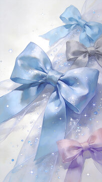 Star glitter tulle bow decor, pale clean base, product mockup photo E-commerce marketing poster Background shooting scene