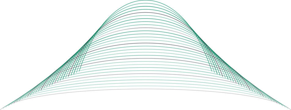 Green Gaussian curve isolated on white background symbolizing statistical distribution and probability