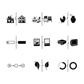 Hand-drawn real estate icons and home symbols set. Vector-style housing, property, and mortgage line art collection for business presentations.
