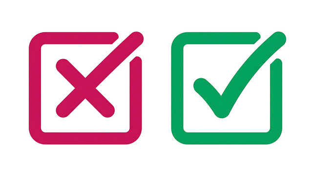 Checkmark and cross mark UI icons for web design and digital survey forms