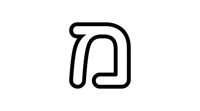 Minimalist Hebrew letter Mem icon, black outline typography symbol on white background.